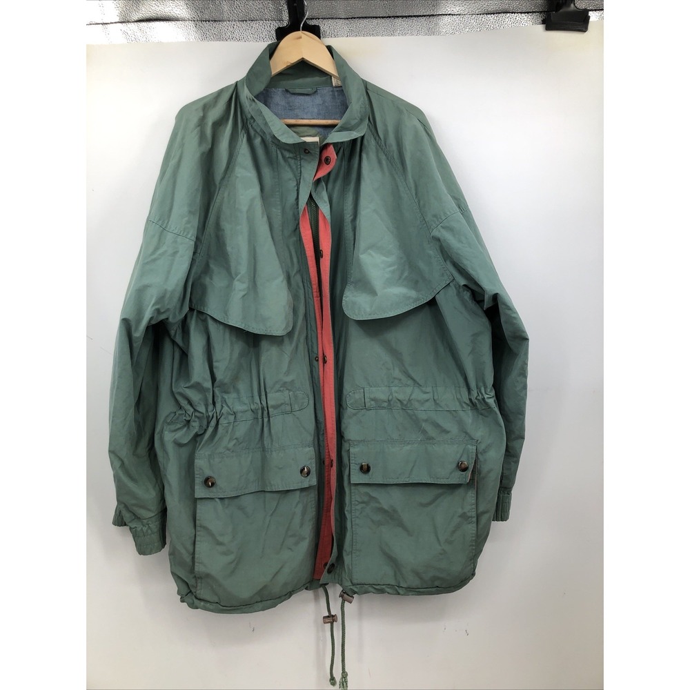 Austin Reed Green‎ Full Zip Chambray Lined Cotton-Nylon Outdoor Jacket Men's XL